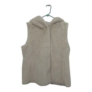 Marc Cain|Cuddly Faux Fur Hooded Waistcoat Vest Bisque N4 US10 B…